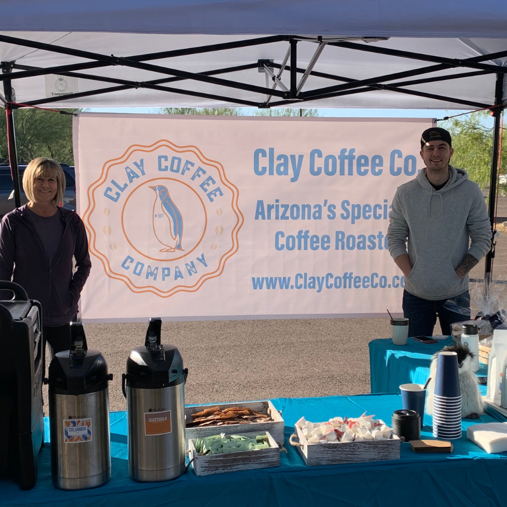 Owners of clay coffee at the farmers market 