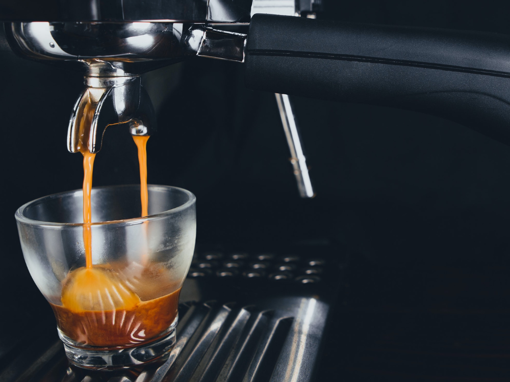 Espresso pouring into a glass